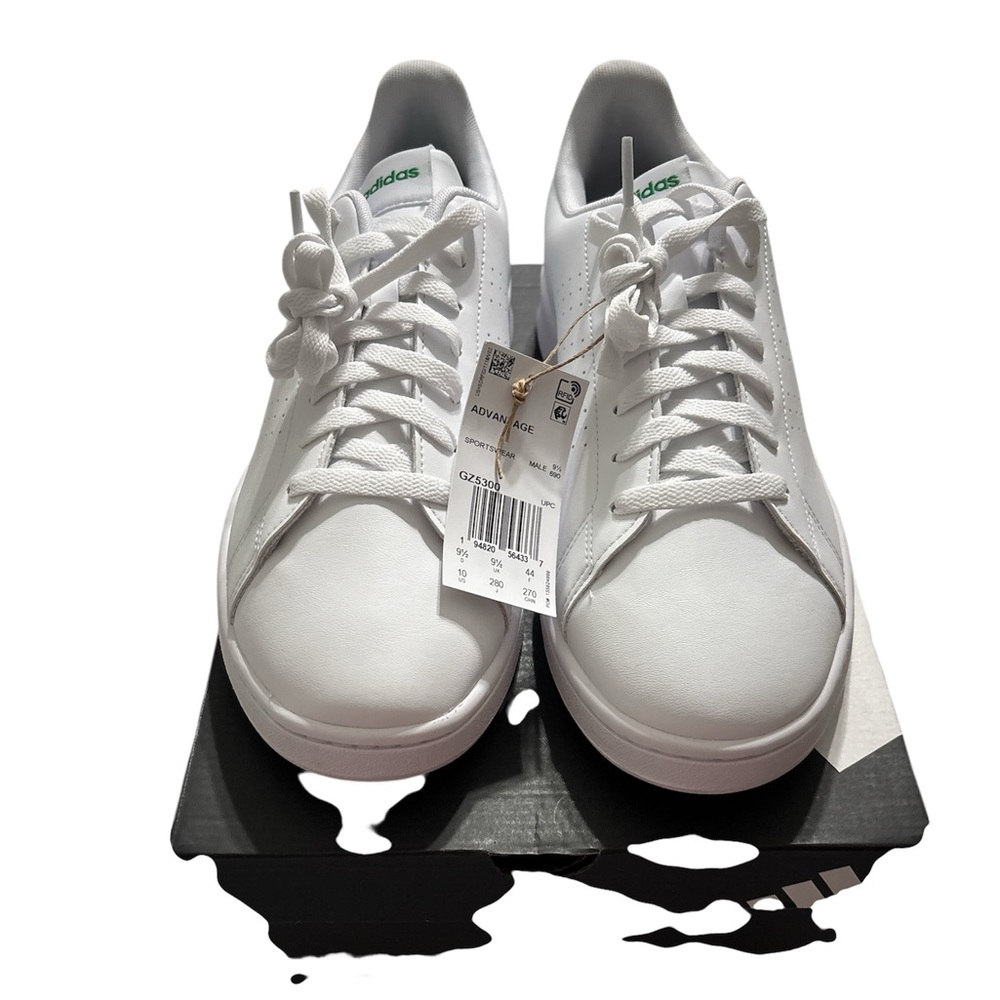 Adidas Advantage White Sneakers w/Green Details 10